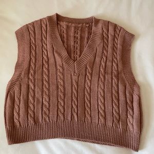 brown knit sweater vest